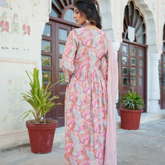 Women Peach Kurta With Bottom & Dupatta Set (Set of 5 Pc)