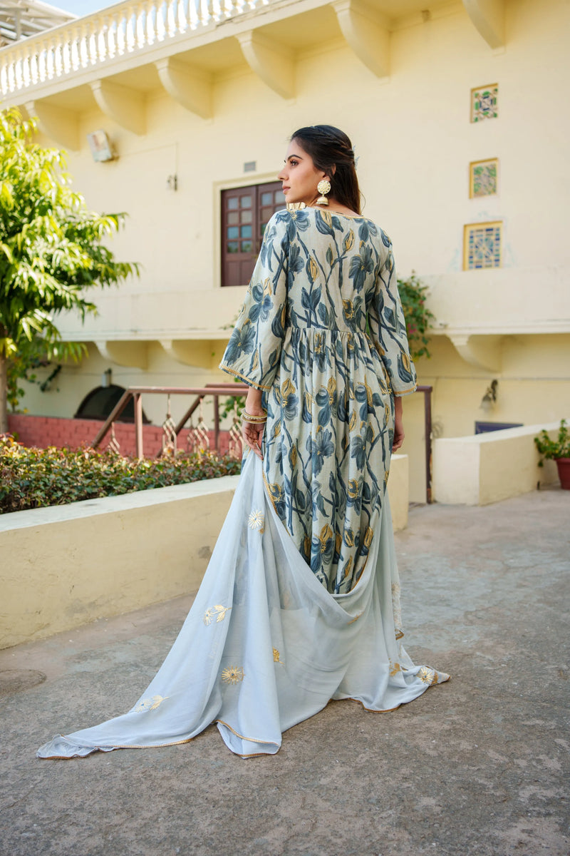 Womens Muslin Kurta With Gota Lace Embroidery Solid Bottom & Dupatta Set  (Set of 5 Pc)