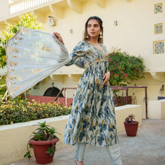 Womens Muslin Kurta With Gota Lace Embroidery Solid Bottom & Dupatta Set  (Set of 5 Pc)