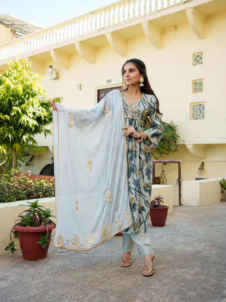Womens Muslin Kurta With Gota Lace Embroidery Solid Bottom & Dupatta Set  (Set of 5 Pc)
