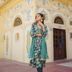 Women Muslin Kurta With Bead Work Embroidery Solid Bottom & Dupatta Set (Set of 5 Pc)