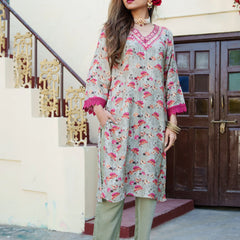 Women Kurta With Embroidered Neckline & Bottom Set (Set of 5 Pc)
