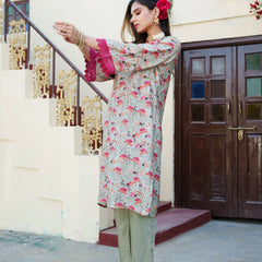 Women Kurta With Embroidered Neckline & Bottom Set (Set of 5 Pc)