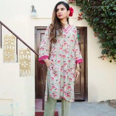 Women Kurta With Embroidered Neckline & Bottom Set (Set of 5 Pc)