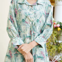 Women Muslin Printed Cord Set with Lace detail & Bottom (Set of 5 Pc)