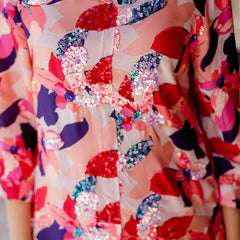 Multi Colour Co-ord Set With Sequence Work On Front & Printed Bottom (Set of 5 Pc)