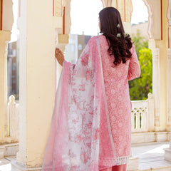 Floral printed Linen Straight Suit Set (Set of 5 Pc)