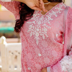 Floral printed Linen Straight Suit Set (Set of 5 Pc)