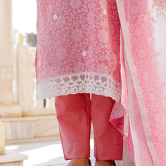 Floral printed Linen Straight Suit Set (Set of 5 Pc)