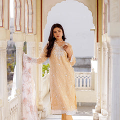 Floral printed Linen Straight Suit Set (Set of 5 Pc)