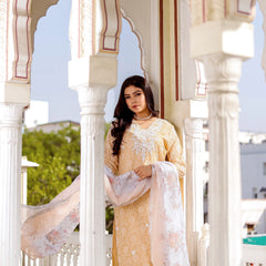 Floral printed Linen Straight Suit Set (Set of 5 Pc)