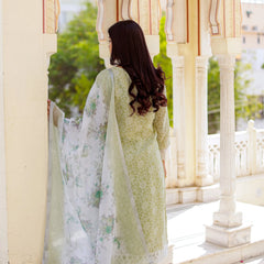 Floral printed Linen Straight Suit Set (Set of 5 Pc)