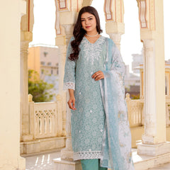 Floral printed Linen Straight Suit Set (Set of 5 Pc)