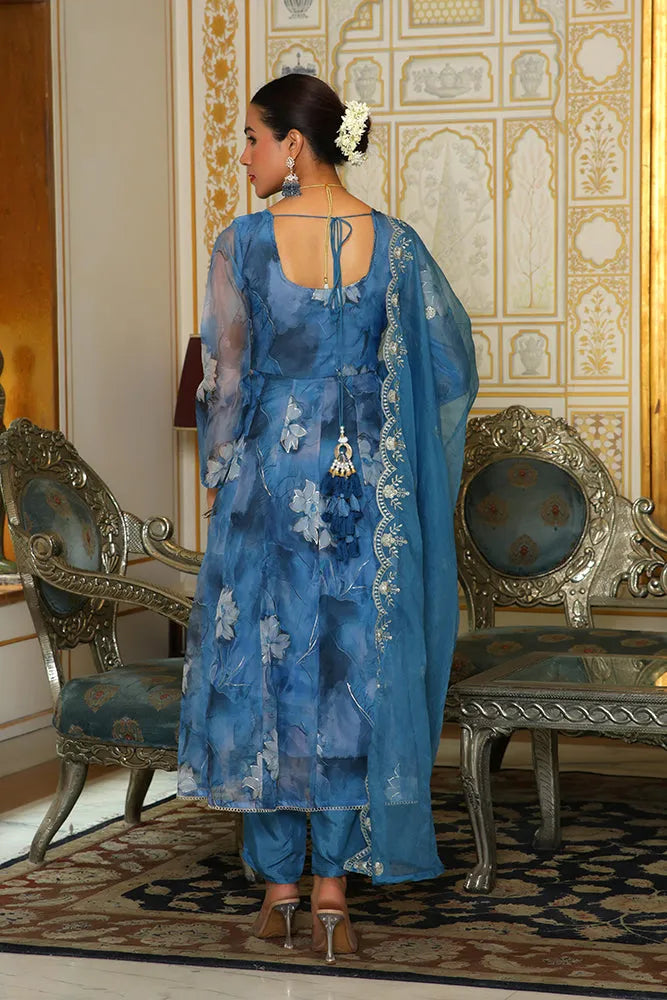 Women Embroidered Anarkali Kurta with solid pant & Dupatta (Set of 5 Pc)