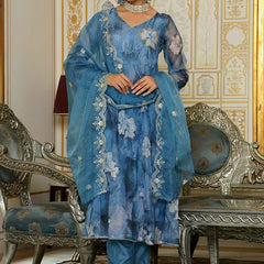 Women Embroidered Anarkali Kurta with solid pant & Dupatta (Set of 5 Pc)