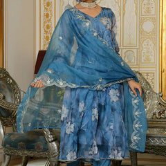 Women Embroidered Anarkali Kurta with solid pant & Dupatta (Set of 5 Pc)