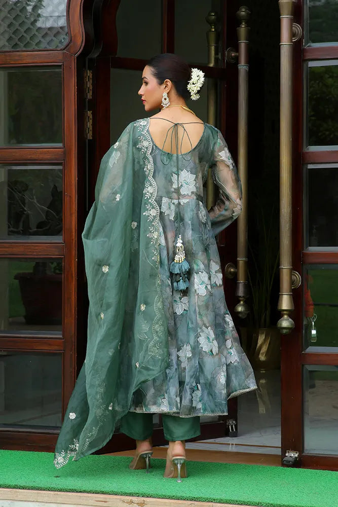 Women Embroidered Anarkali Kurta with solid pant & Dupatta (Set of 5 Pc)