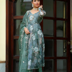 Women Embroidered Anarkali Kurta with solid pant & Dupatta (Set of 5 Pc)