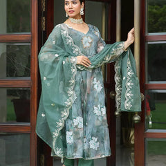 Women Embroidered Anarkali Kurta with solid pant & Dupatta (Set of 5 Pc)
