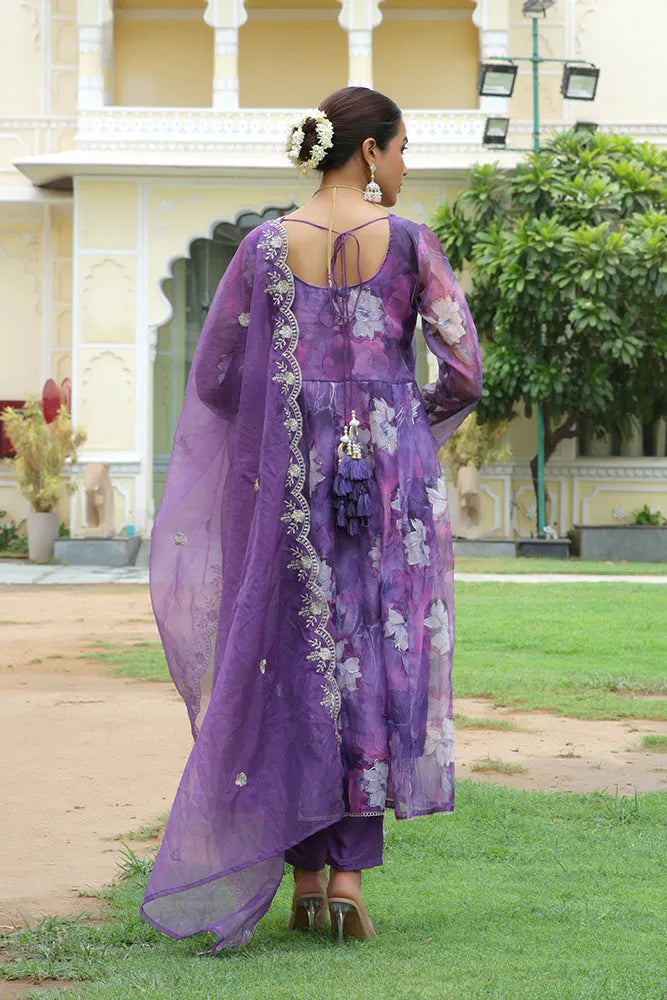 Women Embroidered Anarkali Kurta with solid pant & Dupatta (Set of 5 Pc)