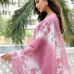 Women Linen Kurta Embroidered kurta set with solid pants & dupatta (Set of 5 Pc)