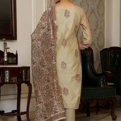 Women green Chanderi Block printed Embroidered kurta set with solid pants & dupatta (Set of 5 Pc)
