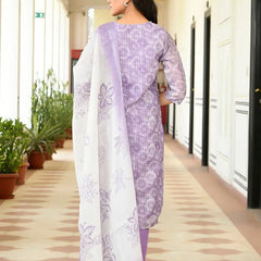 Women Tissue Linen Embroidered Solid Kurta Set With Solid Pants & Printed Dupatta (Set of 5 Pc)