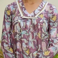 Women Printed Kurta Set With Solid Pants (Set of 5 Pc)