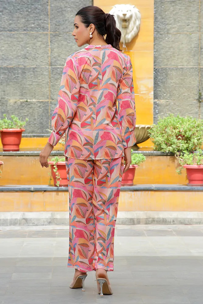 Women Printed Co-ord set with Printed Pants (Set of 5 Pc)