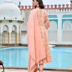 Women Cotton Anarkali Set with Solid Pant and Embroidered Dupatta (Set of 5 Pc)
