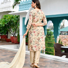 Women Tissue Embroidered Suit Set with Solid Pant and Embroidered Dupatta (Set of 5 Pc)