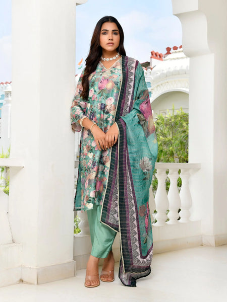 Women’s Tissue Gota Embroidered Suit Set with Solid Pants & Embroidered Dupatta (Set of 5 Pc)