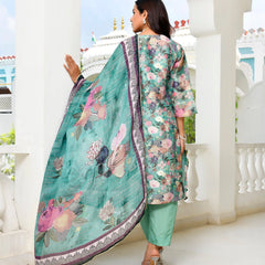 Women’s Tissue Gota Embroidered Suit Set with Solid Pants & Embroidered Dupatta (Set of 5 Pc)