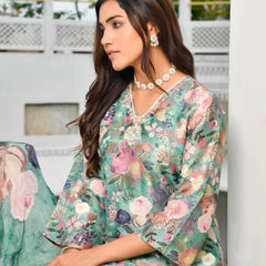 Women’s Tissue Gota Embroidered Suit Set with Solid Pants & Embroidered Dupatta (Set of 5 Pc)