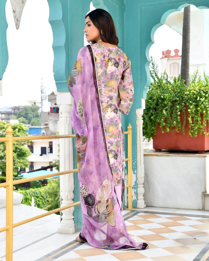 Women’s Tissue Gota Embroidered Suit Set with Solid Pants & Embroidered Dupatta (Set of 5 Pc)