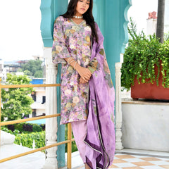 Women’s Tissue Gota Embroidered Suit Set with Solid Pants & Embroidered Dupatta (Set of 5 Pc)