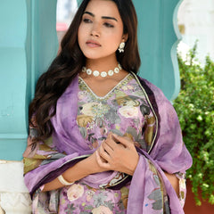 Women’s Tissue Gota Embroidered Suit Set with Solid Pants & Embroidered Dupatta (Set of 5 Pc)