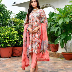 Women’s Tissue Gota Embroidered Suit Set with Solid Pants & Embroidered Dupatta (Set of 5 Pc)
