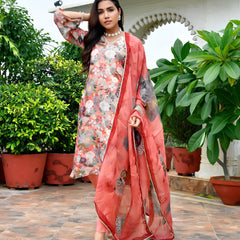 Women’s Tissue Gota Embroidered Suit Set with Solid Pants & Embroidered Dupatta (Set of 5 Pc)