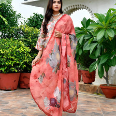 Women’s Tissue Gota Embroidered Suit Set with Solid Pants & Embroidered Dupatta (Set of 5 Pc)