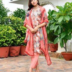 Women’s Tissue Gota Embroidered Suit Set with Solid Pants & Embroidered Dupatta (Set of 5 Pc)