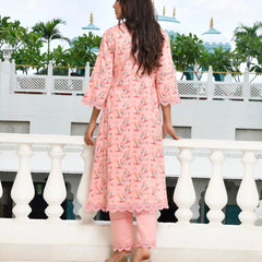 Women Cotton Kurta Pant Set With Solid Laced Pant (Set of 5 Pc)