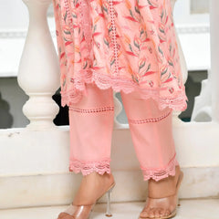 Women Cotton Kurta Pant Set With Solid Laced Pant (Set of 5 Pc)