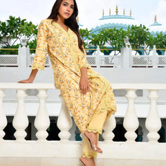 Women Cotton Kurta Pant Set With Solid Laced Pant (Set of 5 Pc)