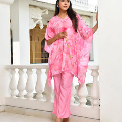 Women Marble Print  Kaftan Pant Set (Set of 5 Pc)