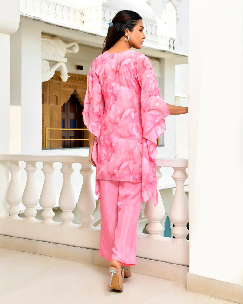 Women Marble Print  Kaftan Pant Set (Set of 5 Pc)