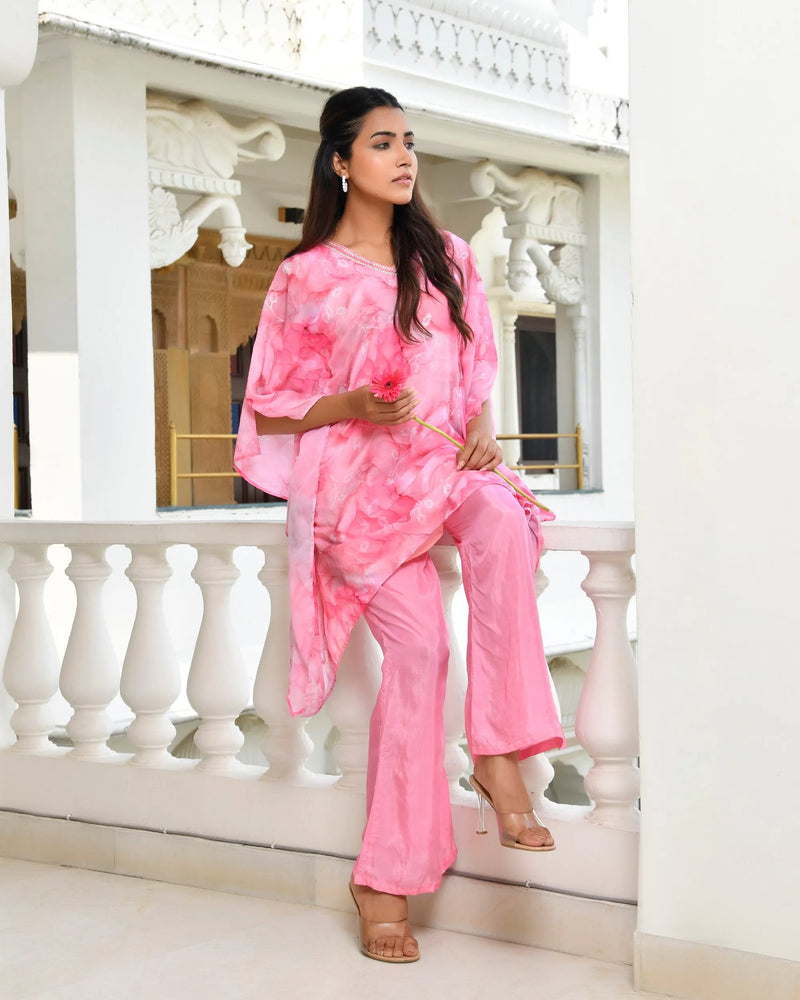 Women Marble Print  Kaftan Pant Set (Set of 5 Pc)
