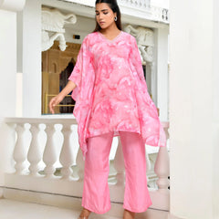 Women Marble Print  Kaftan Pant Set (Set of 5 Pc)