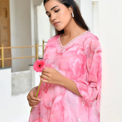 Women Marble Print  Kaftan Pant Set (Set of 5 Pc)