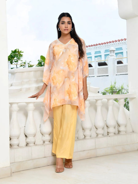 Women Marble Print  Kaftan Pant Set (Set of 5 Pc)